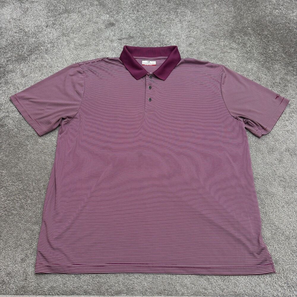 Grand Slam Striped Performance Short Sleeve Golf Polo Shirt Mens 2XL Purple Top